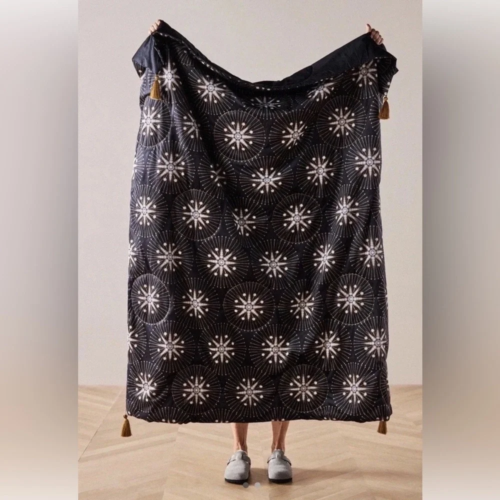 Anthropologie Catherine Martin Black Velveteen Throw